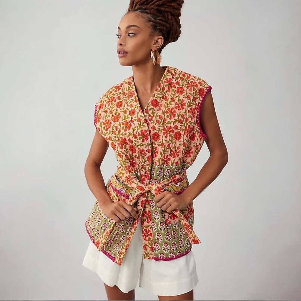 ANTHROPOLOGIE MOCHI Quilted Tie Vest One Size New With Tags